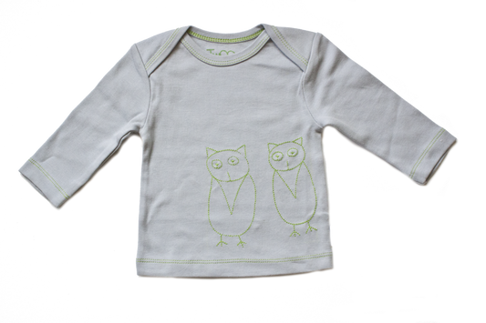 Blue/Green Owls Baby Long Sleeve Tee