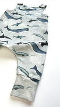 Load image into Gallery viewer, whales organic baby romper flat lay
