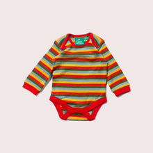 Load image into Gallery viewer, organic baby onesie in rainbow stripes
