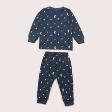 Load image into Gallery viewer, navy waffle stars organic pajamas

