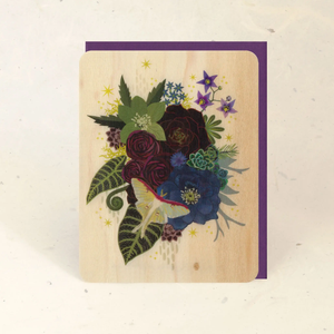 Luna Moth Bouquet Wood Greeting Card