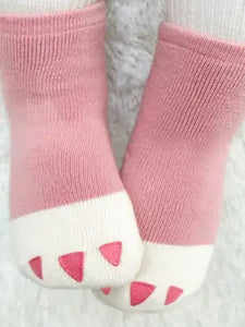 Organic Bear Paw Socks in Pink