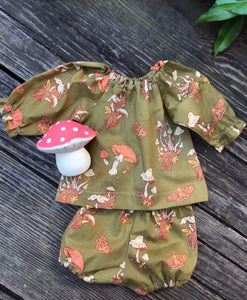 Mushrooms & Moths Baby Top and Bloomers Set