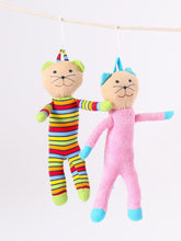Load image into Gallery viewer, two Scrappy Cat dolls hanging from a string
