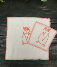 Load image into Gallery viewer, embroidered pillow owl set

