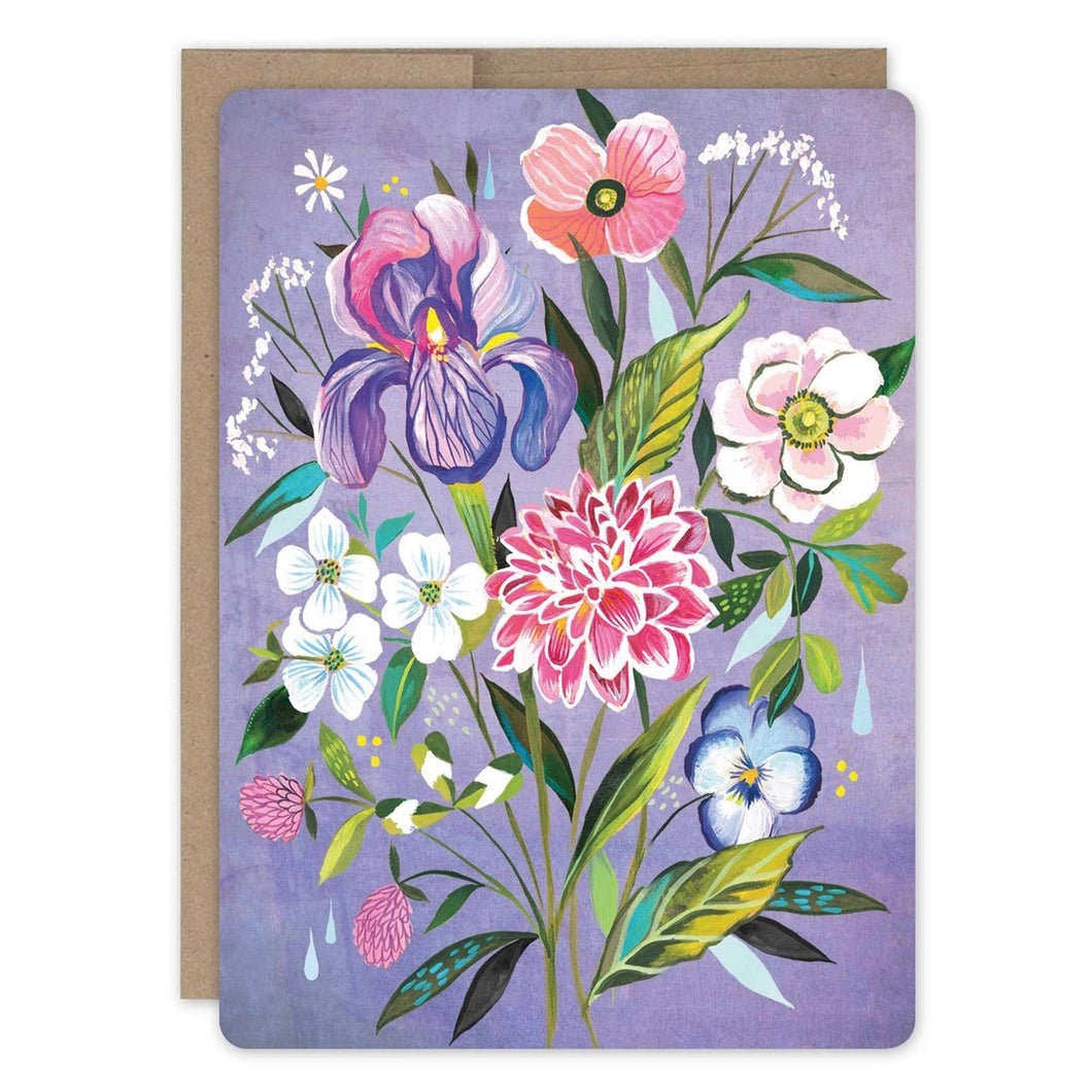 Purple Floral Blank Card