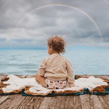 Load image into Gallery viewer, toddler in rainbow cloth diaper
