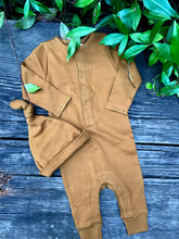 Load image into Gallery viewer, ochre organic hat and romper
