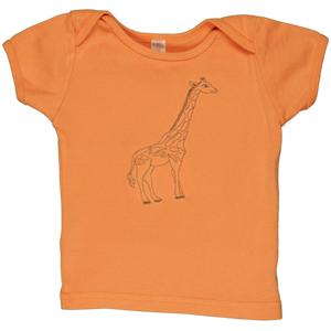 Coral/Green Giraffe Baby Short Sleeve Tee