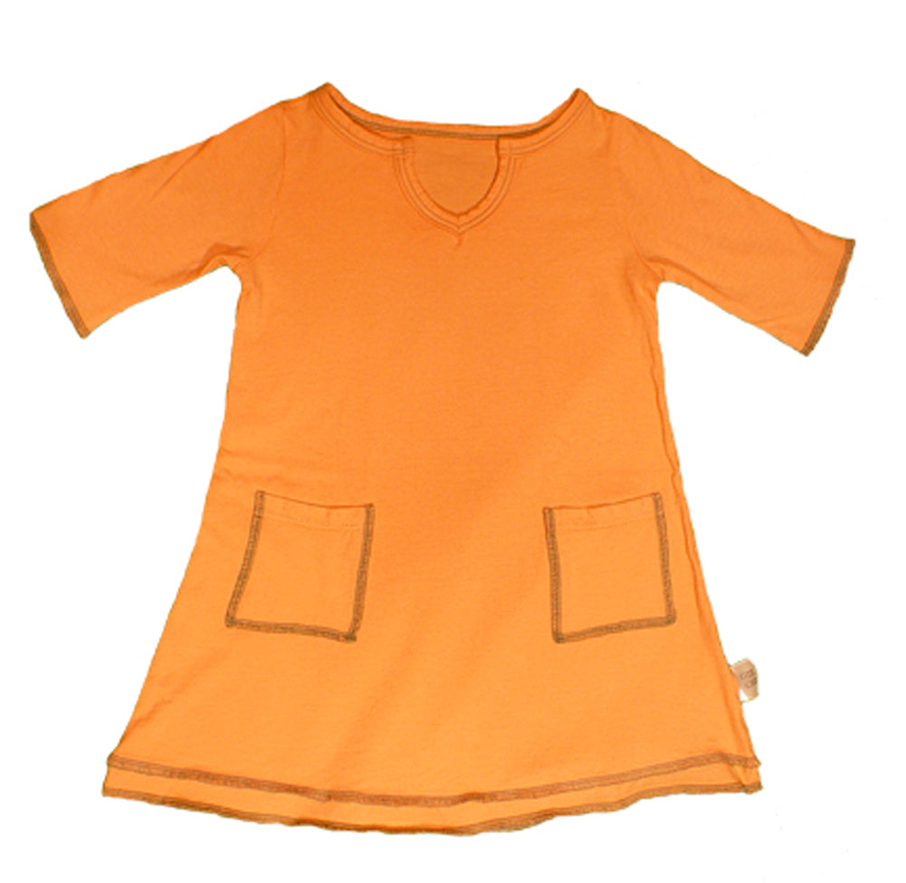 TwOOwls Coral/Green Baby Tunic Dress -100% organic cotton-Made in the USA