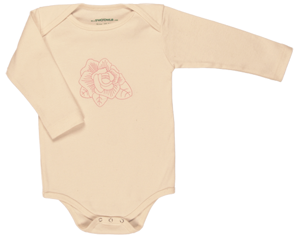 TwOOwls Natural/Rose Long Sleeve Romper -100% organic cotton
