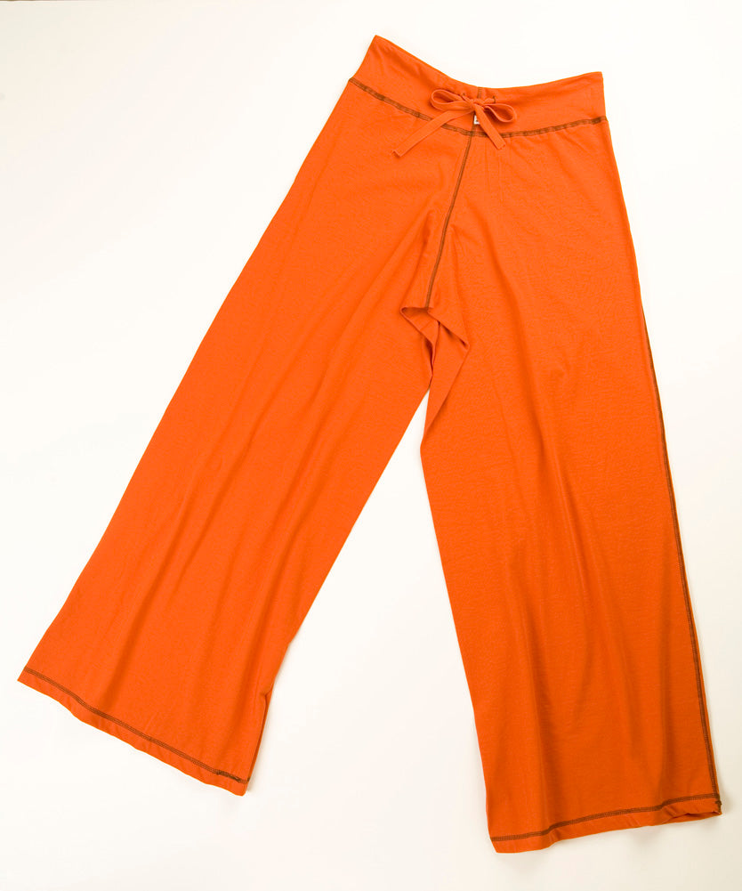 TwOOwls Orange/Brown Womens Wide Leg Pant -100% organic cotton