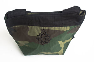 TwOOwls Green camo mamma bag with black silk and lotus-One size-Made in the USA