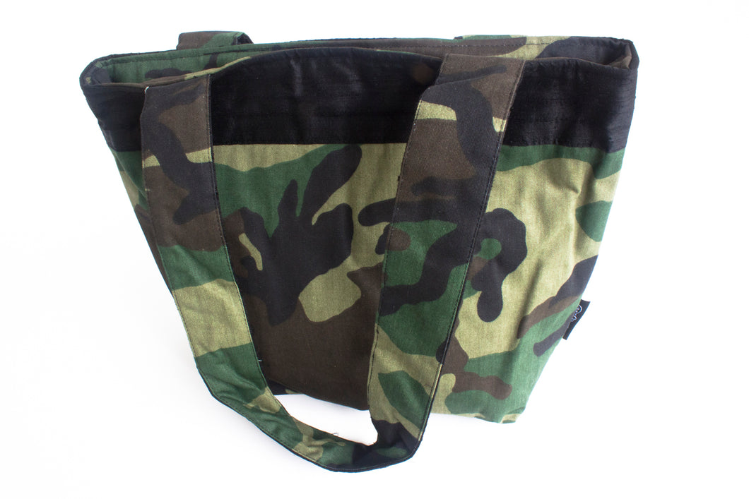 TwOOwls Green camo medium bag with black silk-One size-Made in the USA