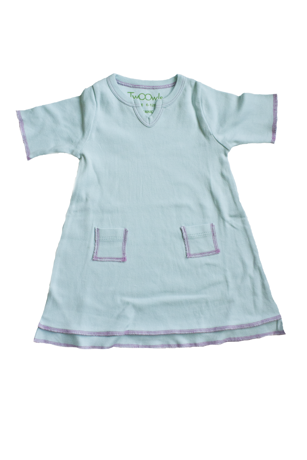 TwOOwls Turquoise/Pink Baby Tunic Dress -100% organic cotton