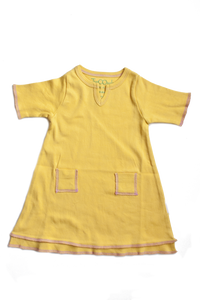 TwOOwls Yellow/Pink Baby Tunic Dress -100% organic cotton
