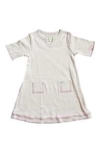 TwOOwls Natural/Pink Baby Tunic Dress -100% organic cotton