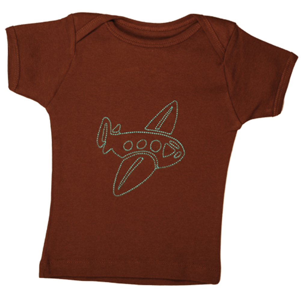 TwOOwls Brown/Blue Airplane Short Sleeve Tee -100% organic cotton