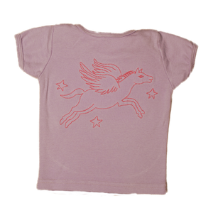 TwOOwls Purple/Pink Pegasus and Star Short Sleeve Tee -100% organic cotton