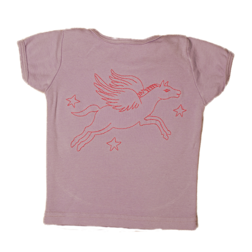 TwOOwls Purple/Pink Pegasus and Star Short Sleeve Tee -100% organic cotton