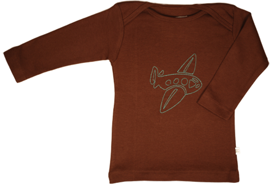Brown/Blue Airplane Baby Long Sleeve Tee