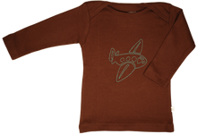 Load image into Gallery viewer, Brown/Blue Airplane Baby Long Sleeve Tee
