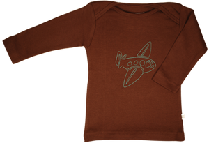 Brown/Blue Airplane Baby Long Sleeve Tee