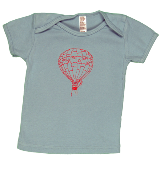 Blue/Red Hot Air Balloon Kids Short Sleeve Tee