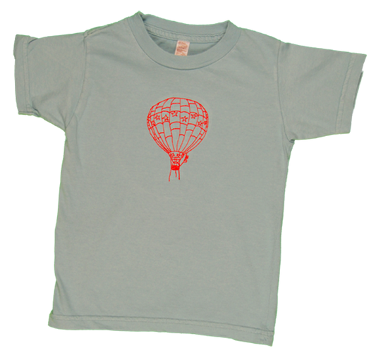 TwOOwls Blue/Red Balloon Short Sleeve Tee -100% organic cotton-Made in the USA