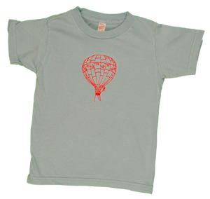 TwOOwls Blue/Red Balloon Short Sleeve Tee -100% organic cotton-Made in the USA
