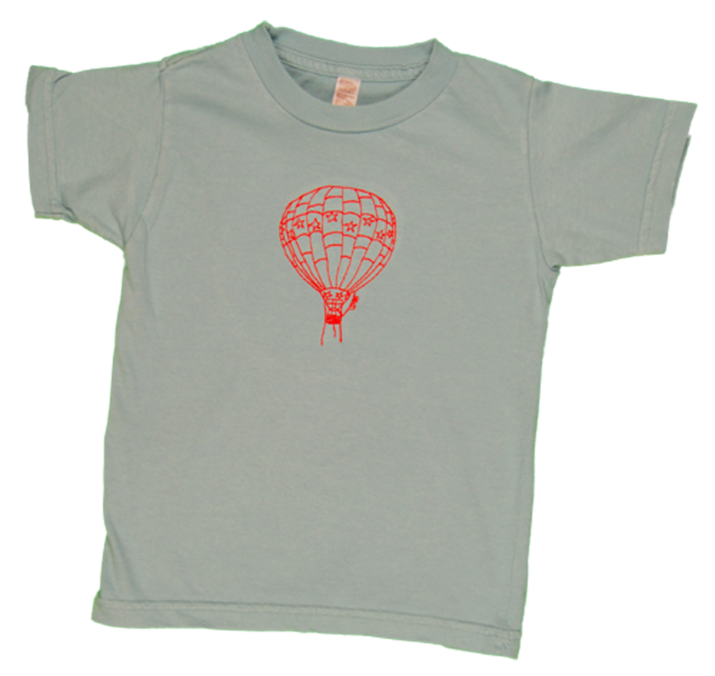 TwOOwls Blue/Red Balloon Short Sleeve Tee -100% organic cotton-Made in the USA