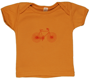TwOOwls Light Brown/Red Bicycle Short Sleeve Tee -100% organic cotton-Made in the USA