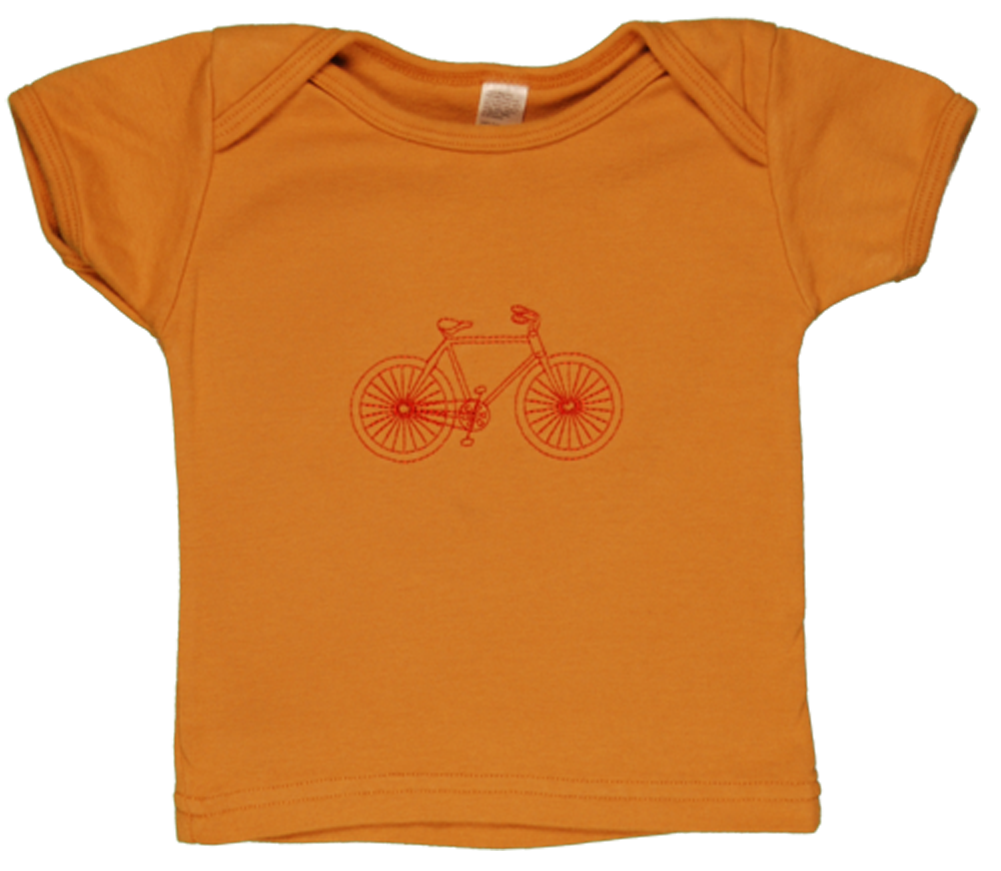 TwOOwls Light Brown/Red Bicycle Short Sleeve Tee -100% organic cotton-Made in the USA