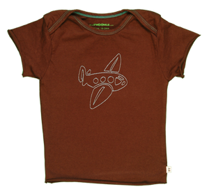 TwOOwls Brown/Blue Airplane Raw Short Sleeve-100% organic cotton