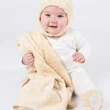 Load image into Gallery viewer, baby with sherpa hat and blanket
