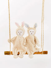 Load image into Gallery viewer, Snuggle Bunny Toys on a swing
