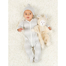 Load image into Gallery viewer, Baby with snuggle bunny with blue ears

