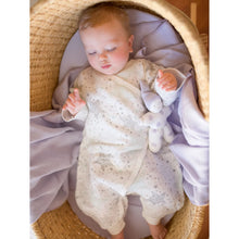 Load image into Gallery viewer, baby and doll laying in a basket wearing Muslin Side Snap Star Wrap Kimono by under the nile
