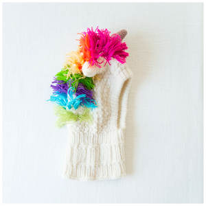 Rainbow unicorn knitted kids hood