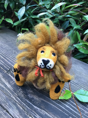 Small wool felted lion