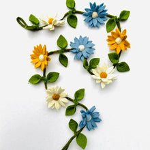 Load image into Gallery viewer, Felt blue and yellow daisies garland
